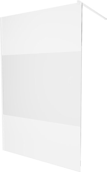 MEXEN - Kioto zástěna sprchová 90 x 200 cm, transparentní/mléčné sklo 8 mm, bílá - 800-090-101-20-35