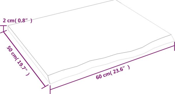 VidaXL Koupelnová deska 60x50x2 cm ošetřený masiv [3156011] Barva: Přírodní
