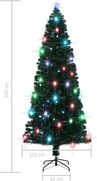 VidaXL Předem osvětlený vánoční stromek se stojanem a LED 240 cm optické vlákno [284304]