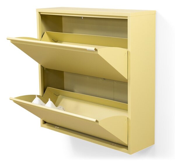 Světle žlutý ocelový výklopný/závěsný botník 75x77,5x22,5 cm Billy – Spinder Design