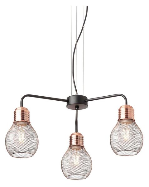 Redo 01-1579 - Lustr na lanku EDISON 3xE27/42W/230V pr. 53 cm černá/měděná