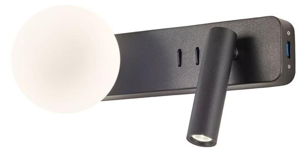 Redo 01-2994 - LED Nástěnné svítidlo OASIS LED/3W/230V+1xG9/10W USB CRI 90 černá