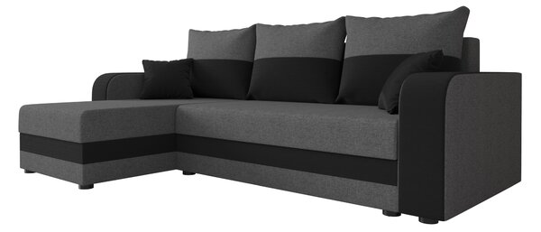 Rozkládací oboustranná sedací souprava do L VALERIO 238x140 cm, tmavě šedá/antracitová + 2 polštářky ZDARMA