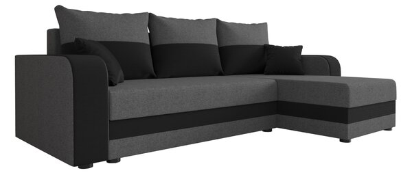 Rozkládací oboustranná sedací souprava do L VALERIO 238x140 cm, tmavě šedá/antracitová + 2 polštářky ZDARMA