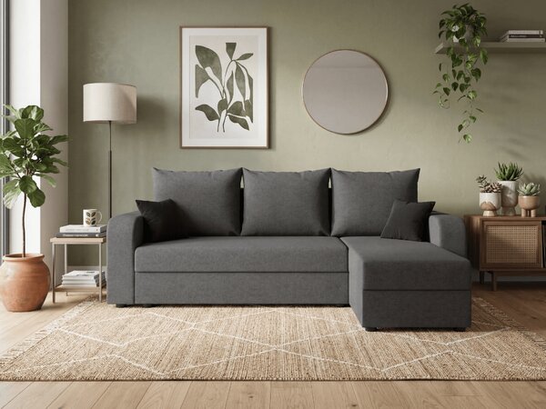 Rozkládací oboustranná sedací souprava do L VALERIO 238x140 cm, tmavě šedá + 2 polštářky ZDARMA