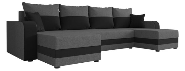 Rozkládací sedací souprava do U VALERIO 305x140 cm, tmavě šedá/antracitová