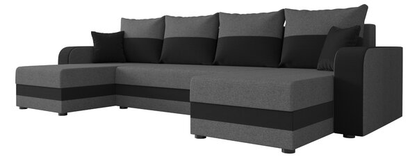 Rozkládací sedací souprava do U VALERIO 305x140 cm, tmavě šedá/antracitová