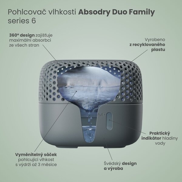 Everbrand Sweden Everbrand pohlcovač vlhkosti Absodry Duo Family Bag 3- series, do 30 m3, Forest Green