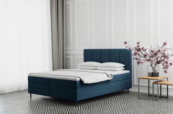 Čalouněná postel na vysokých nožičkách ALISSA - 140x200, modrá