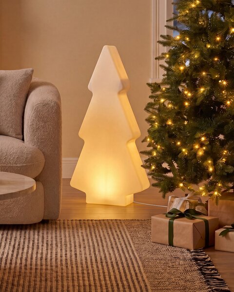 Venkovní stojací LED lampa FINNAN 83 cm Vánoční stromek Bílá