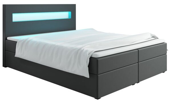 Čalouněná postel s osvětlením LILLIANA 3 - 200x200, šedá eko kůže