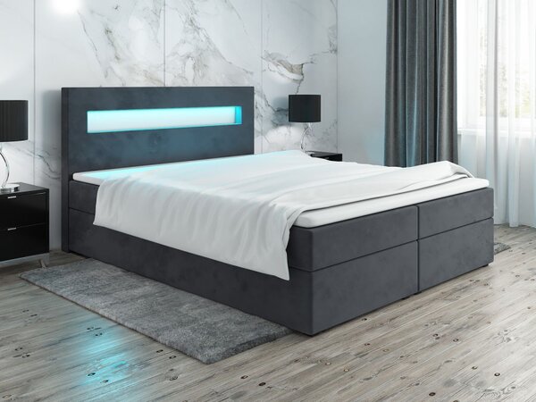 Čalouněná postel s osvětlením LILLIANA 3 - 200x200, šedá