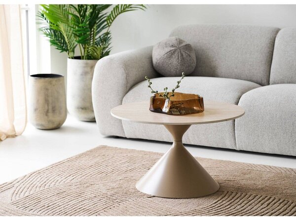 Béžový kulatý konferenční stolek s keramickou deskou ø 70 cm Annecy – House Nordic