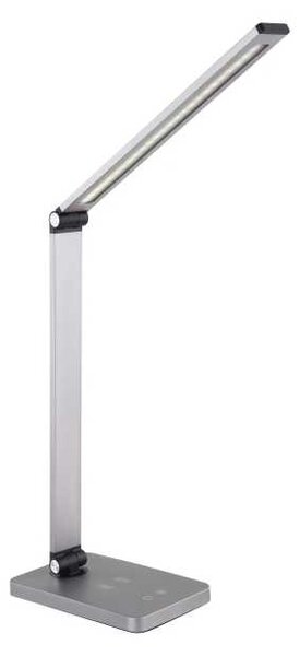 Stolní lampa Platinet 10 W, bezdrátové nabíjení + USB, stříbrná