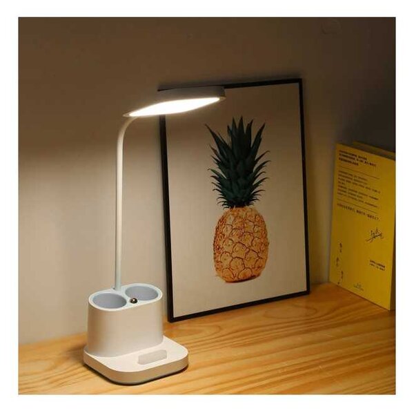 Stolní lampa Platinet 5 W, baterie + kalíšek + USB, bílá