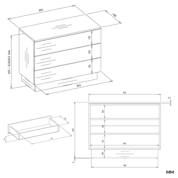 TP Living Komoda Amber 85 cm kašmírová