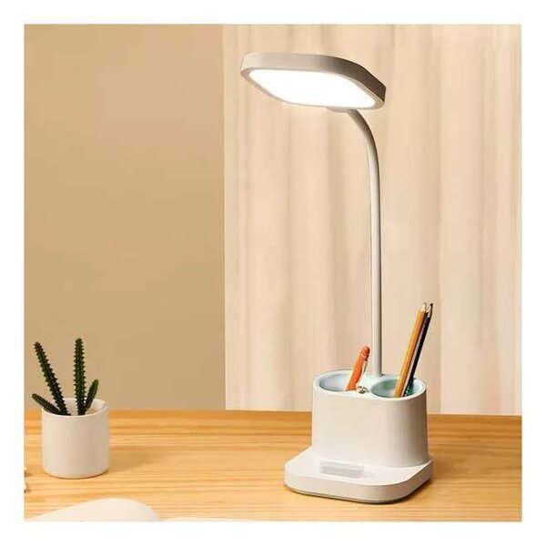 Stolní lampa Platinet 5 W, baterie + kalíšek + USB, bílá