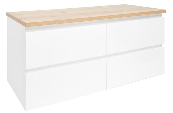 Koupelnová skříňka s krycí deskou SAT B-Way 119x50x45 cm bílá lesk BWAY2120WDOAK