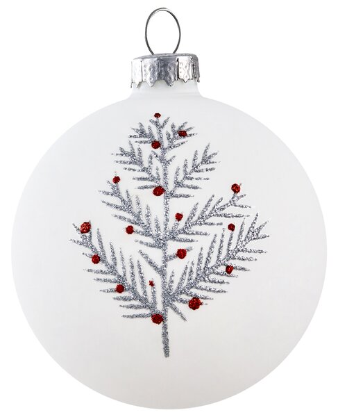 Sada 50 vánočních baněk SNOWFLAKE Sklo Červená/Bílá