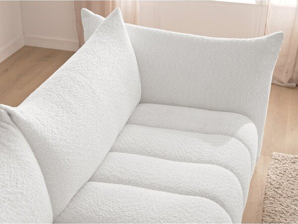 Bílá pohovka z textilie bouclé 286 cm Azra – Bobochic Paris