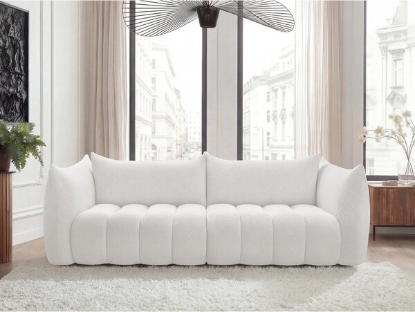 Bílá pohovka z textilie bouclé 286 cm Azra – Bobochic Paris