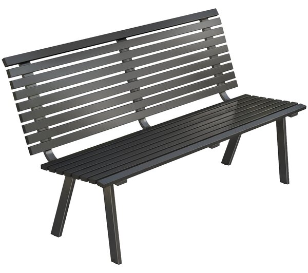 Outsunny 3místná kovová zahradní lavice, odolná proti povětrnosti, lamelové provedení, nosnost 240 kg — 154 × 68 × 88 cm, černá | Aosom