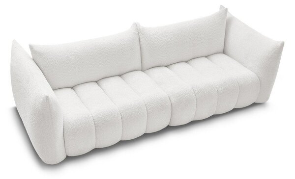 Bílá pohovka z textilie bouclé 286 cm Azra – Bobochic Paris