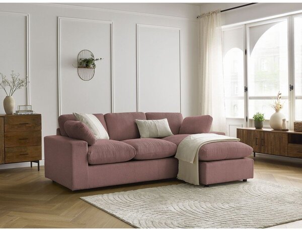 Růžová manšestrová rohová pohovka Belair – Bobochic Paris