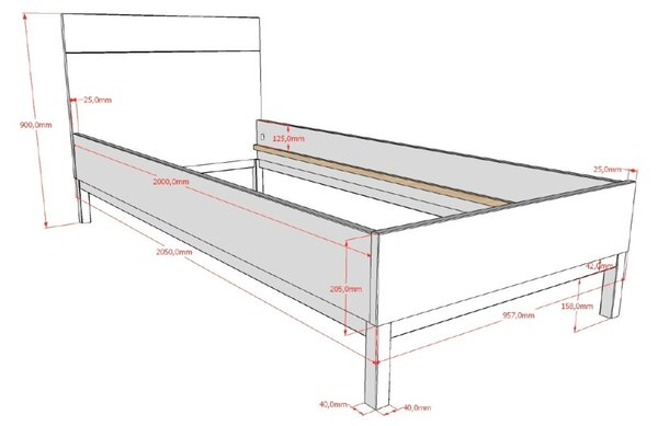 Bílá dřevěná postel Vipack Eva 90 x 200 cm
