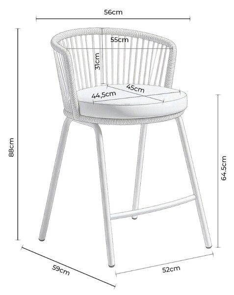Somcasa Terakotově červená kovová barová židle Pierre 64,5 cm