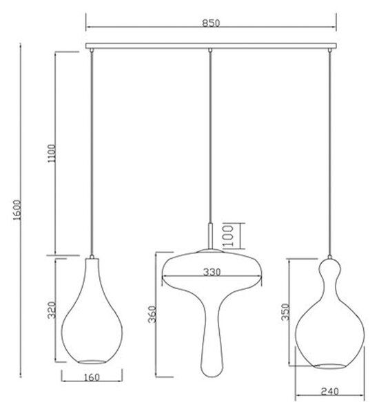 Kare designová závěsná svítidla Goccia (100 cm)