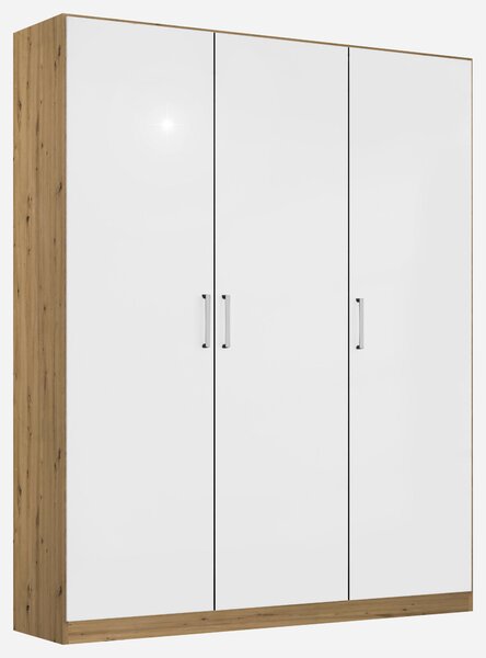 ŠATNÍ SKŘÍŇ S OTOČNÝMI DVEŘMI, dub artisan, vysoce lesklá bílá, 136/197/54 cm Rauch Möbel - Šatní skříně, Online Only