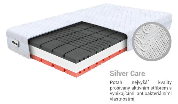 Wilsondo Pěnová 7zónová matrace s polštářem Amico 90x200x22 - potah Silver