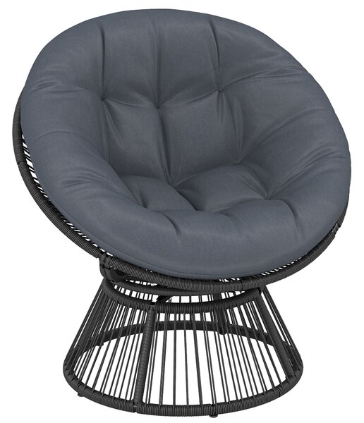 Outsunny otočné papasan křeslo Ø110 cm — nadrozměrný polštář, PE ratan, ocelový rám | Aosom