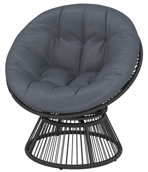 Outsunny otočné papasan křeslo Ø110 cm — nadrozměrný polštář, PE ratan, ocelový rám | Aosom