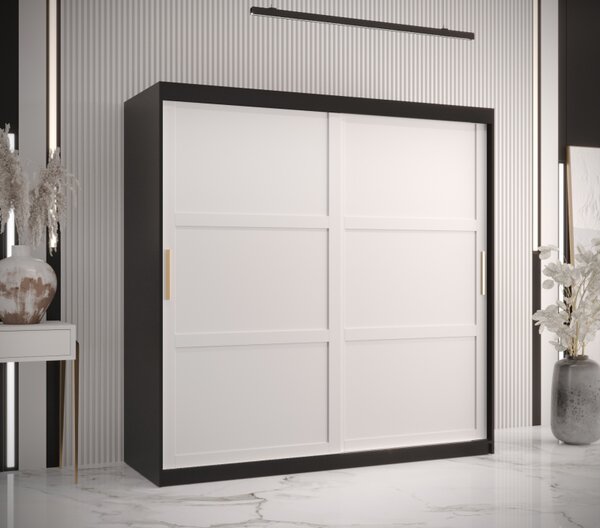 Šatní skříň RAISA 1 - šířka 180 cm, černá / bílá