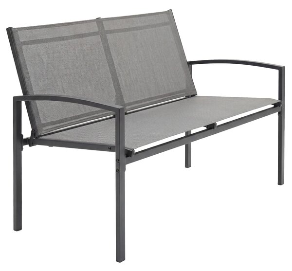 Outsunny 2místná zahradní lavička s prodyšnou síťovinou — ergonomická, nosnost 220 kg, 112 × 66 × 80 cm, šedá | Aosom