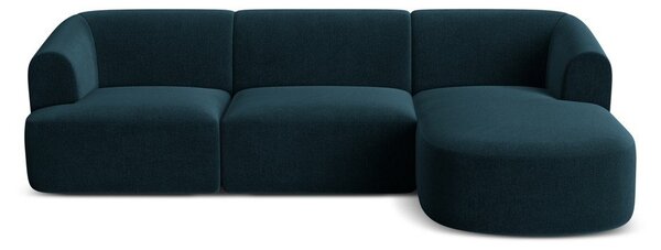 Sametová rohová pohovka v petrolejové barvě (pravý roh/s lenoškou) Campi – Cosmopolitan Design