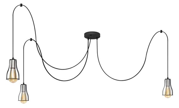 Lustr na lanku TUBE LONG 3xE27/15W/230V černá/chrom
