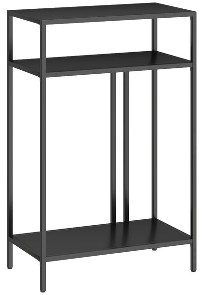 HOMCOM úzký konzolový stolek se 3 policemi, průmyslový kovový odkládací stolek do obýváku a předsíně, 55 x 30 x 85 cm | Aosom