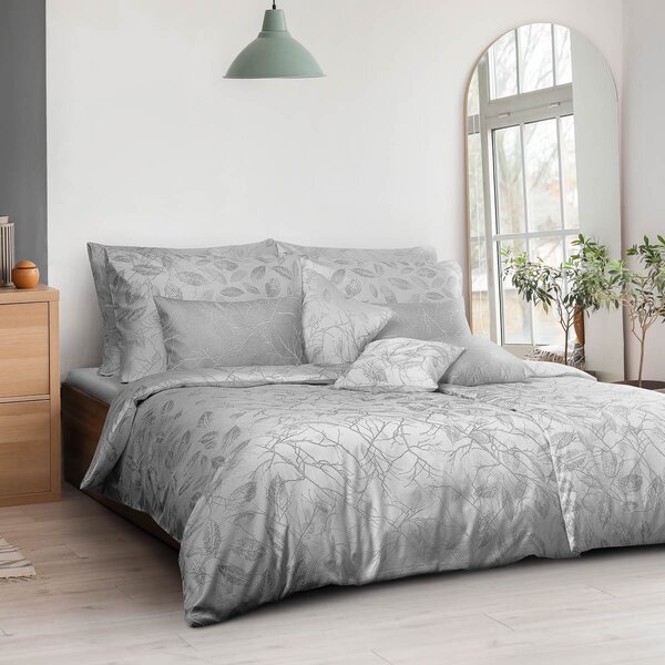Povlečení Veba DIAMANT tisk Loreta šedá Velikost: 140x200 cm + 70x90 cm