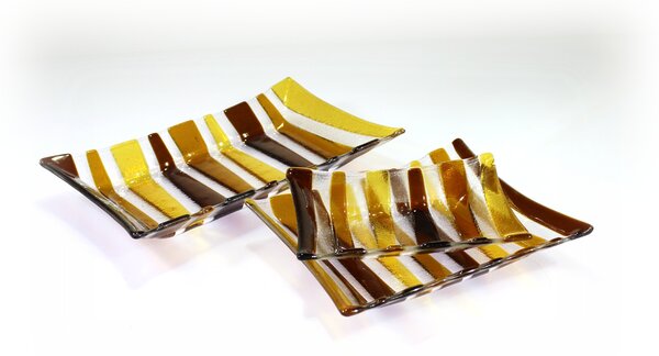 BDK-GLASS Skleněné mísy ETHNIK - hnědé Rozměr: 19x14cm