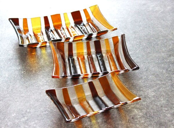BDK-GLASS Skleněné mísy ETHNIK - hnědé Rozměr: 19x14cm