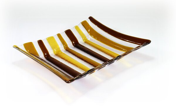BDK-GLASS Skleněné mísy ETHNIK - hnědé Rozměr: 19x14cm