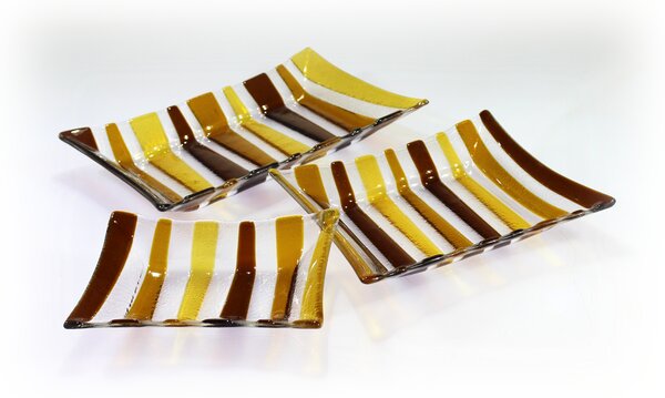 BDK-GLASS Skleněné mísy ETHNIK - hnědé Rozměr: 19x14cm