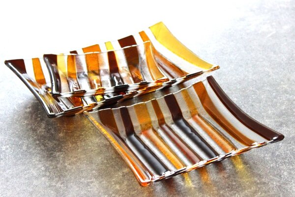 BDK-GLASS Skleněné mísy ETHNIK - hnědé Rozměr: 19x14cm