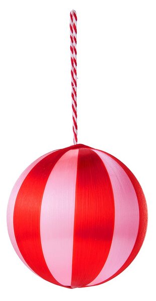HANG ON Koule pruhy 8 cm - červená/sv.růžová