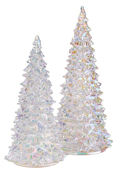 CRYSTAL LED Jedle skleněná 22 cm - stříbrná