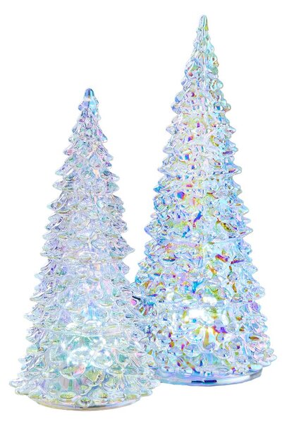 CRYSTAL LED Jedle skleněná 22 cm - stříbrná