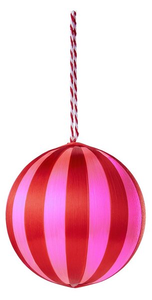 HANG ON Koule pruhy 8 cm - červená/růžová